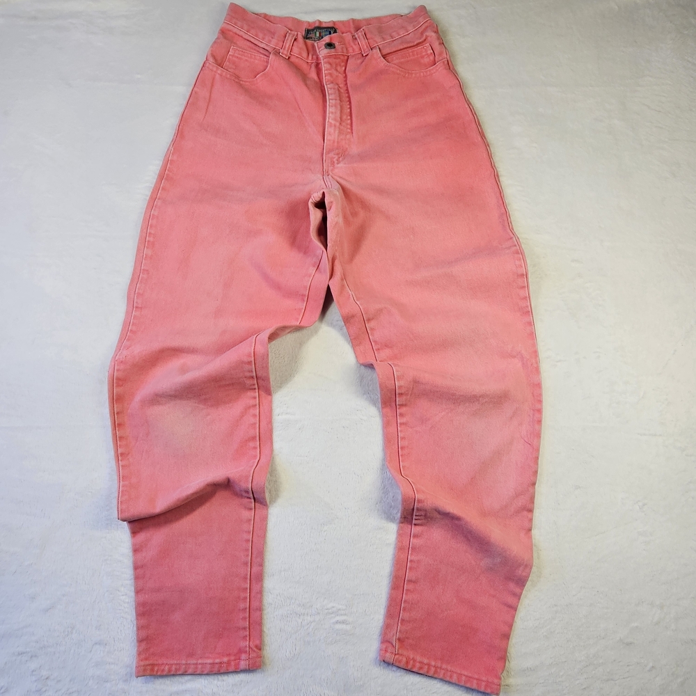 Vintage Paris Sport Club Pink High Waist Jeans 28x31 USA Made 80s 90s Tapered Mo